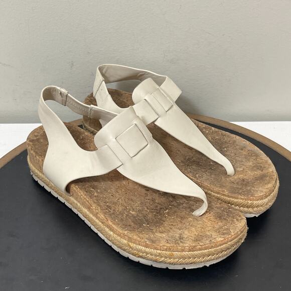 Vince Kirraβ Sandals Women 7M TanLeather Cork Footbed Slingback Platform - Picture 2 of 12